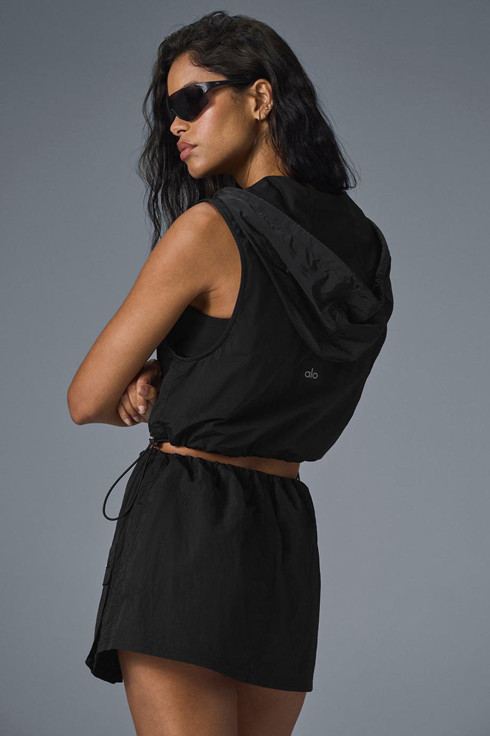 Γιλεκο γυναικεια Alo Yoga Crinkle Cropped Surplus μαυρα | Greece  DYFOR-3427