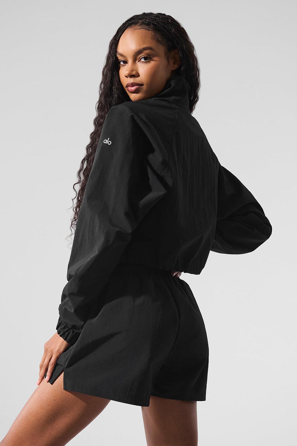 Φουτερ γυναικεια Alo Yoga Cropped 1/4 Zip Alumni μαυρα | Greece  IMZEW-1957