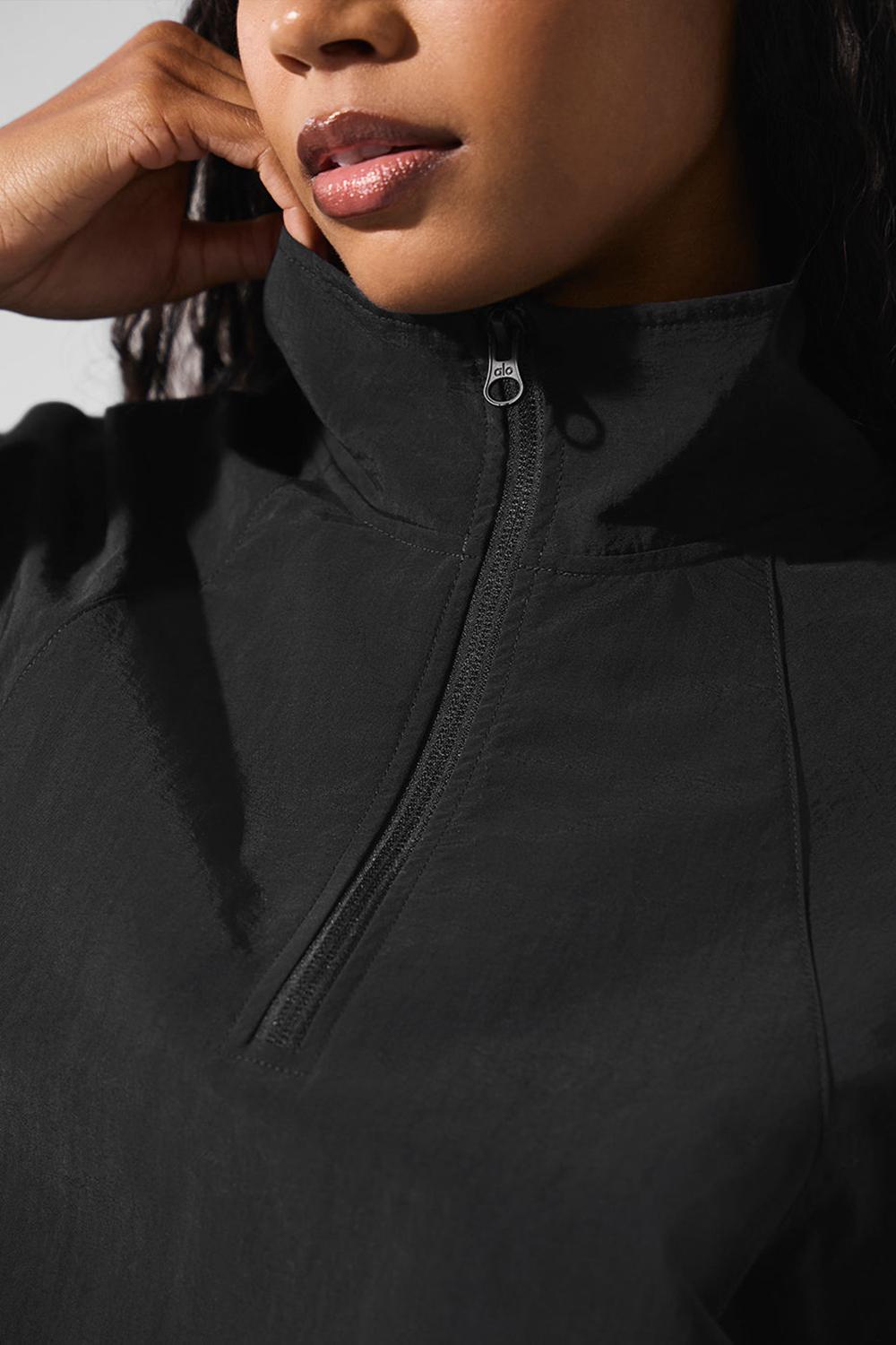 Φουτερ γυναικεια Alo Yoga Cropped 1/4 Zip Alumni μαυρα | Greece  IMZEW-1957