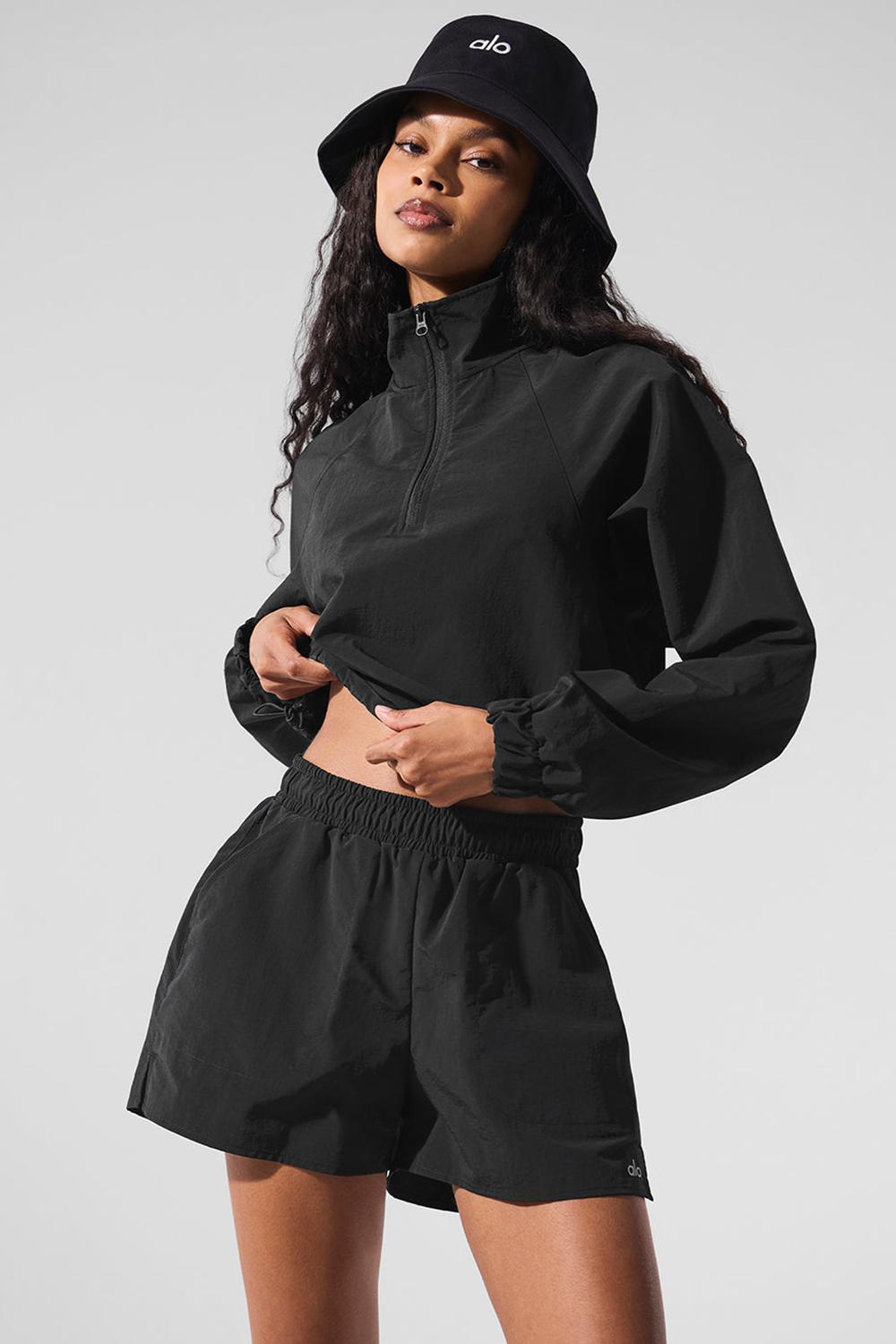 Φουτερ γυναικεια Alo Yoga Cropped 1/4 Zip Alumni μαυρα | Greece  IMZEW-1957
