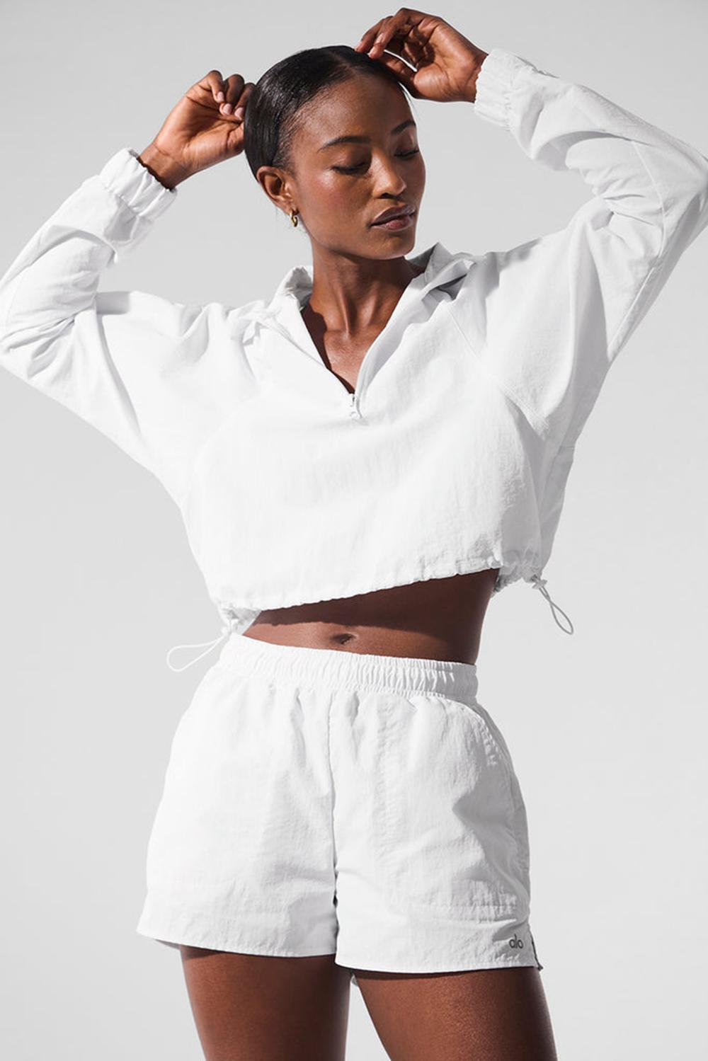 Φουτερ γυναικεια Alo Yoga Cropped 1/4 Zip Alumni ασπρα | Greece  MTWZY-1845