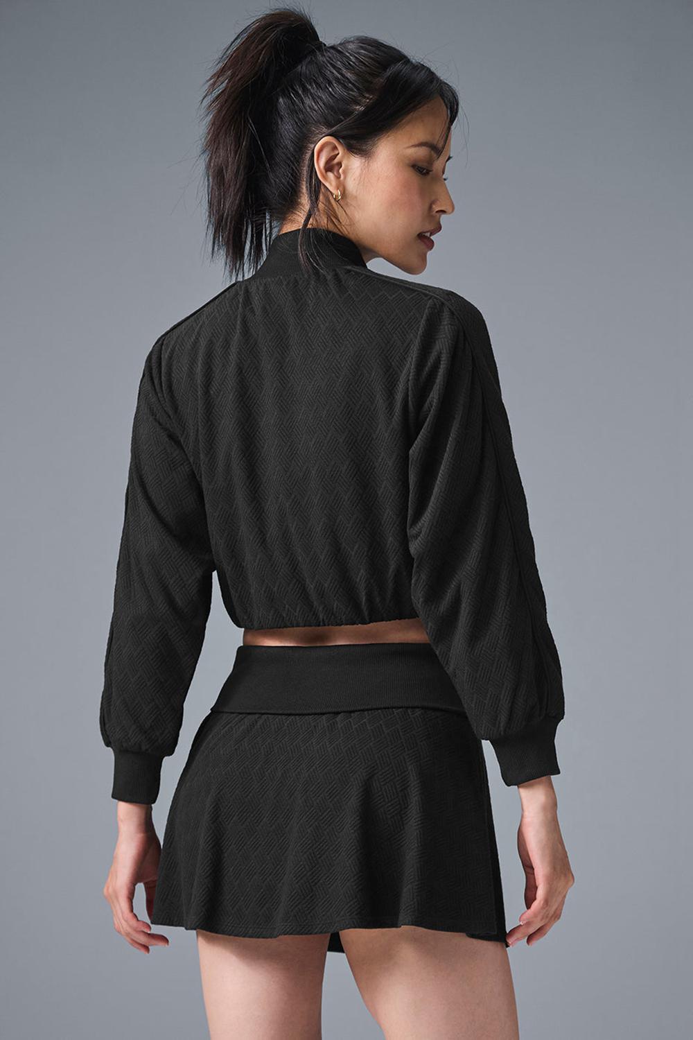 Μπουφαν γυναικεια Alo Yoga Cropped Doubles Only Full Zip μαυρα | Greece  MOGVZ-8302