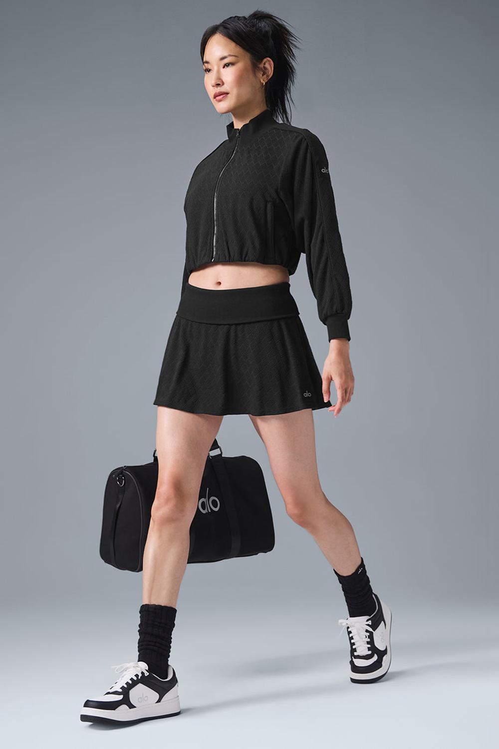 Μπουφαν γυναικεια Alo Yoga Cropped Doubles Only Full Zip μαυρα | Greece  MOGVZ-8302