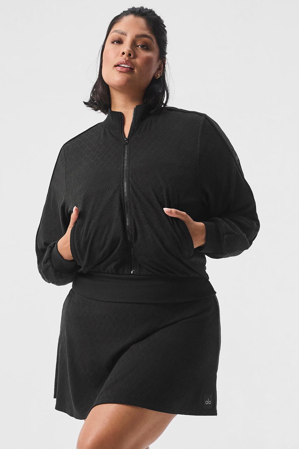 Μπουφαν γυναικεια Alo Yoga Cropped Doubles Only Full Zip μαυρα | Greece  MOGVZ-8302