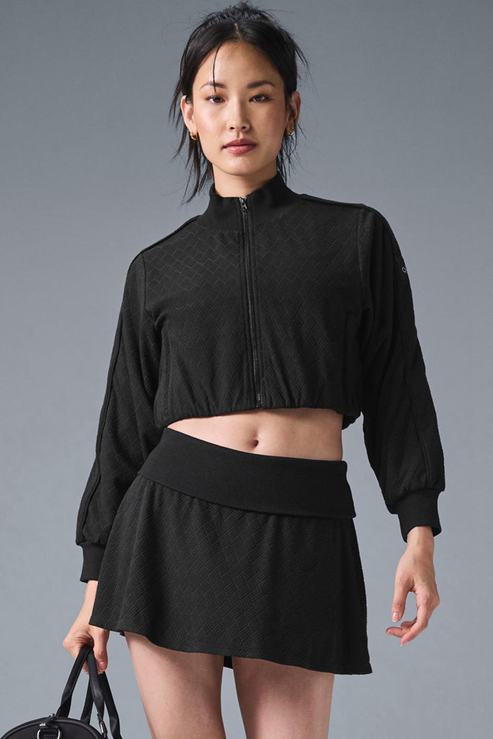 Μπουφαν γυναικεια Alo Yoga Cropped Doubles Only Full Zip μαυρα | Greece  MOGVZ-8302