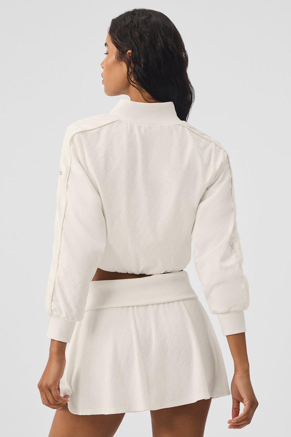 Μπουφαν γυναικεια Alo Yoga Cropped Doubles Only Full Zip Ivory | Greece  DRGEO-9705