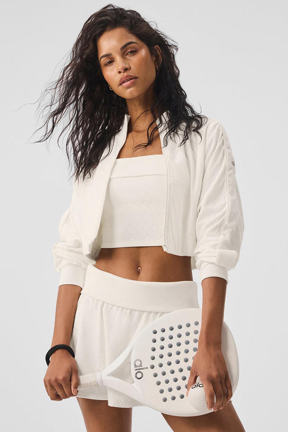 Μπουφαν γυναικεια Alo Yoga Cropped Doubles Only Full Zip Ivory | Greece  DRGEO-9705