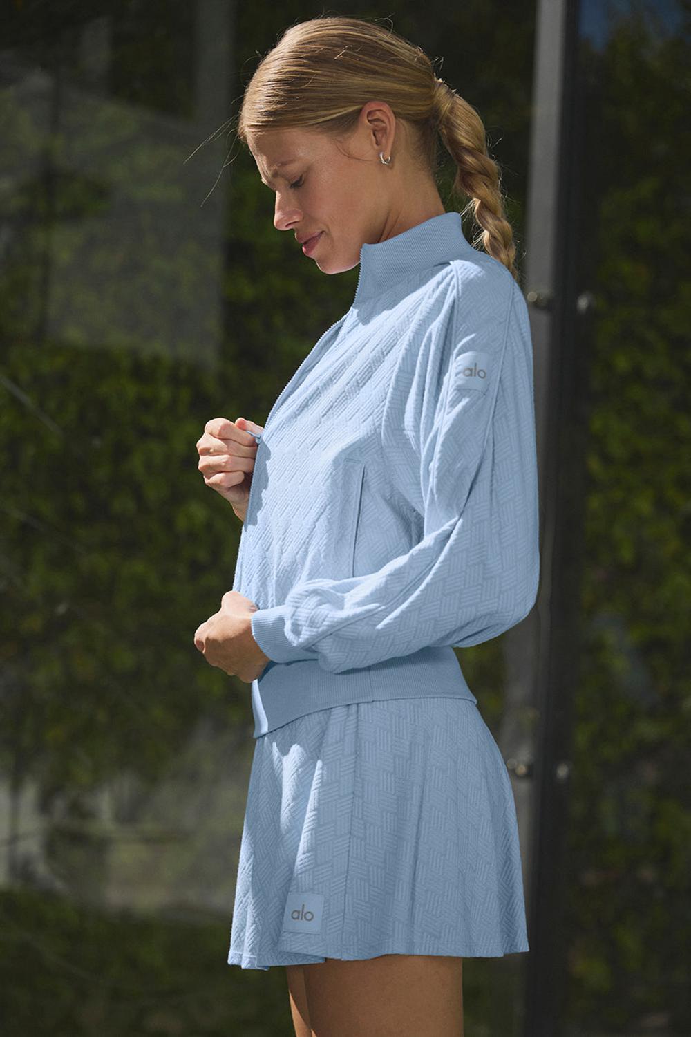 Μπουφαν γυναικεια Alo Yoga Cropped Doubles Only Full Zip μπλε | Greece  GHUIZ-5716