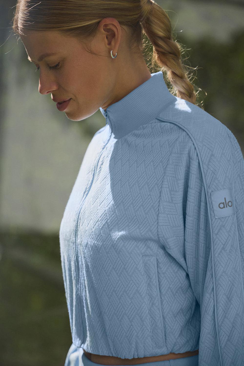 Μπουφαν γυναικεια Alo Yoga Cropped Doubles Only Full Zip μπλε | Greece  GHUIZ-5716