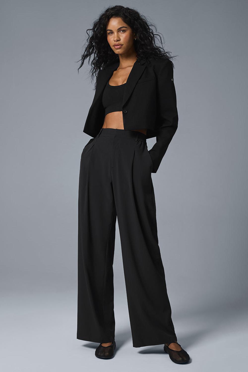 Μπλέιζερ γυναικεια Alo Yoga Cropped First-Class μαυρα | Greece  DVJYT-5420