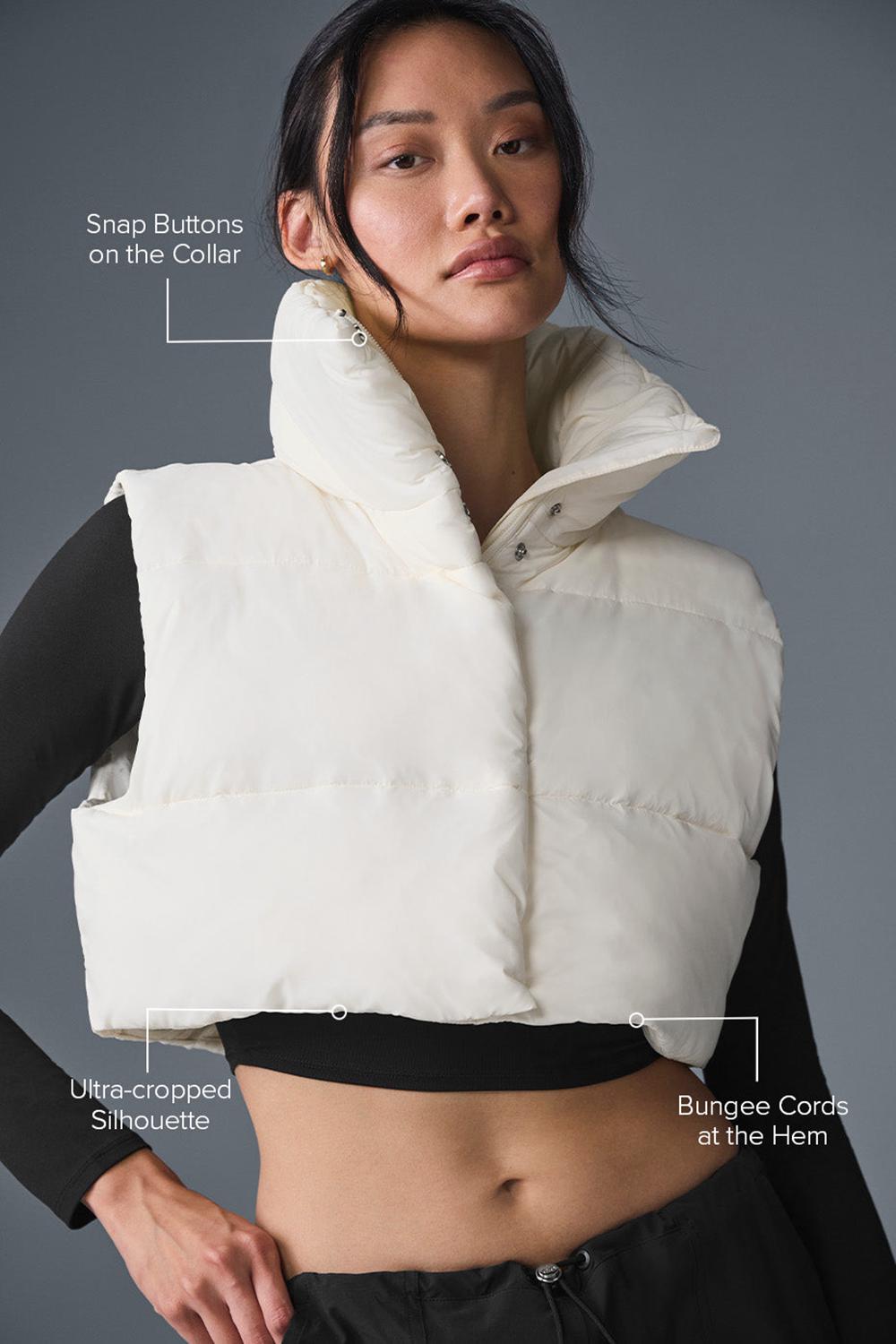 Γιλεκο γυναικεια Alo Yoga Cropped Gold Rush Puffer Ivory | Greece  YWUVO-5843