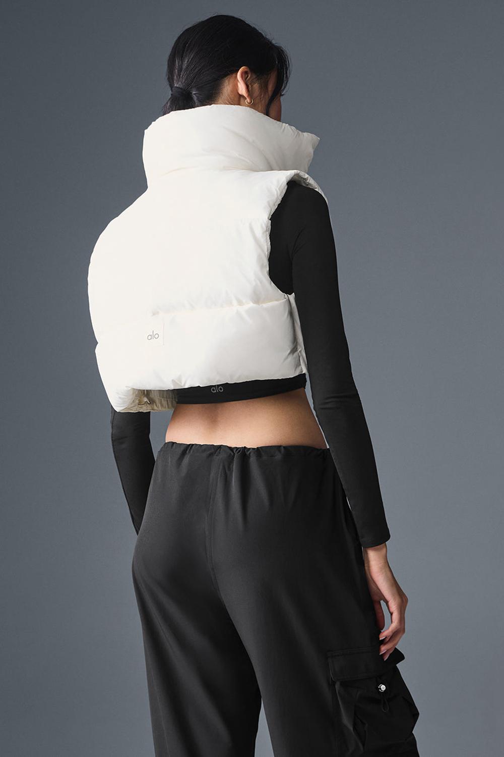 Γιλεκο γυναικεια Alo Yoga Cropped Gold Rush Puffer Ivory | Greece  YWUVO-5843