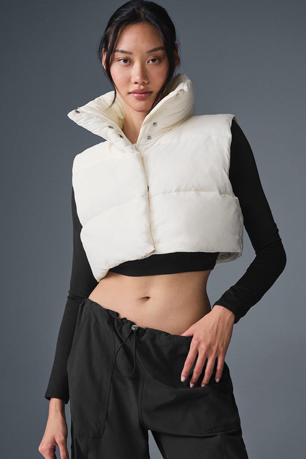 Γιλεκο γυναικεια Alo Yoga Cropped Gold Rush Puffer Ivory | Greece  YWUVO-5843