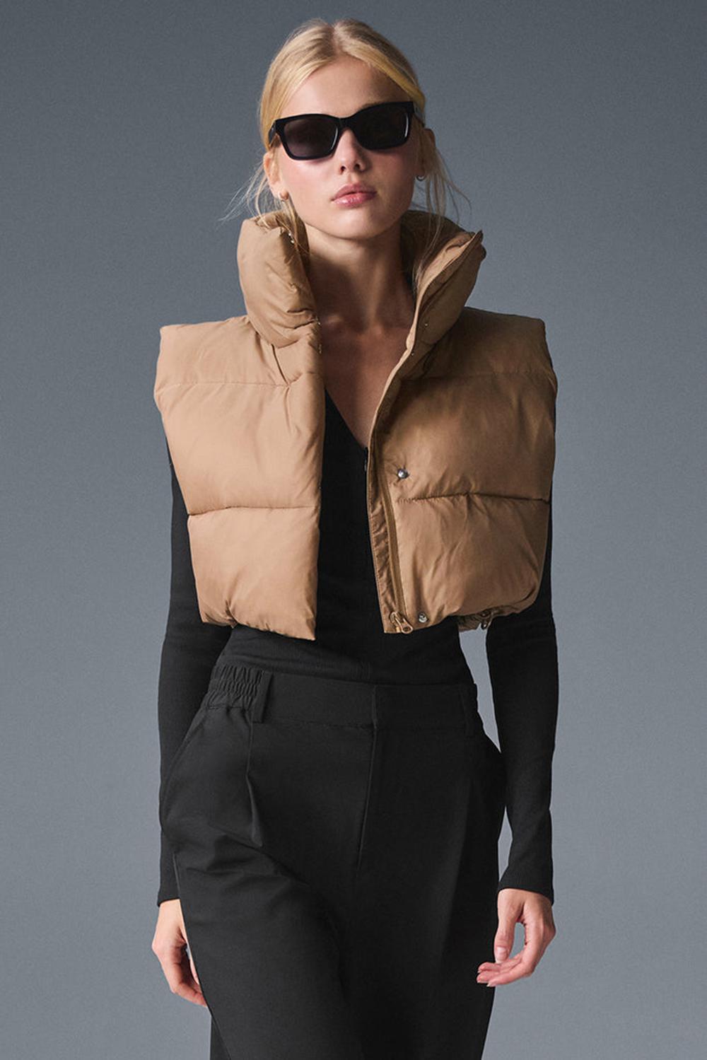 Γιλεκο γυναικεια Alo Yoga Cropped Gold Rush Puffer Toasted Almond | Greece  ZEKMQ-4891