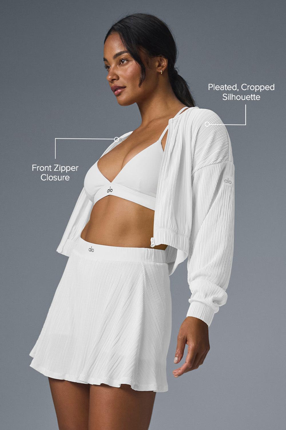 Μπουφαν γυναικεια Alo Yoga Cropped Micro Plisse ασπρα | Greece  EUKPF-5894