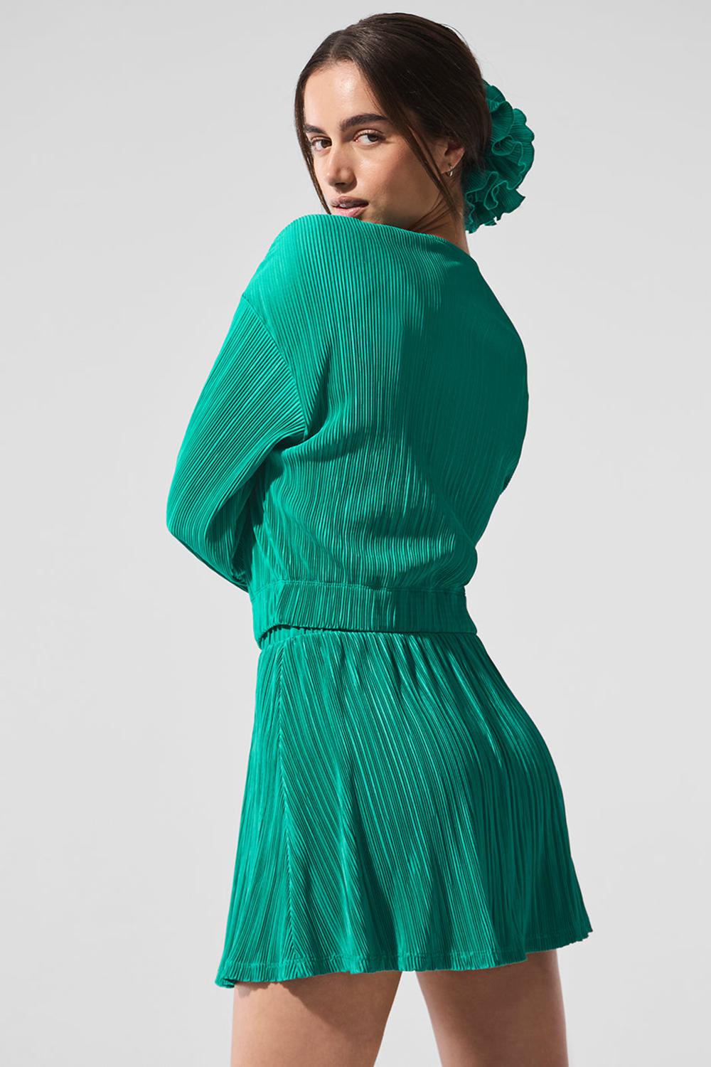 Μπουφαν γυναικεια Alo Yoga Cropped Micro Plisse πρασινο | Greece  RXVUL-9730
