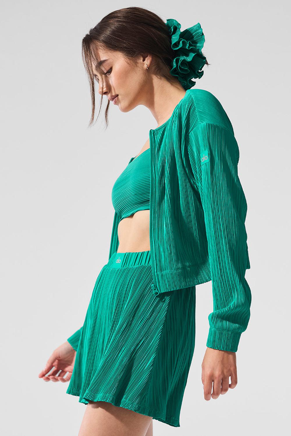 Μπουφαν γυναικεια Alo Yoga Cropped Micro Plisse πρασινο | Greece  RXVUL-9730