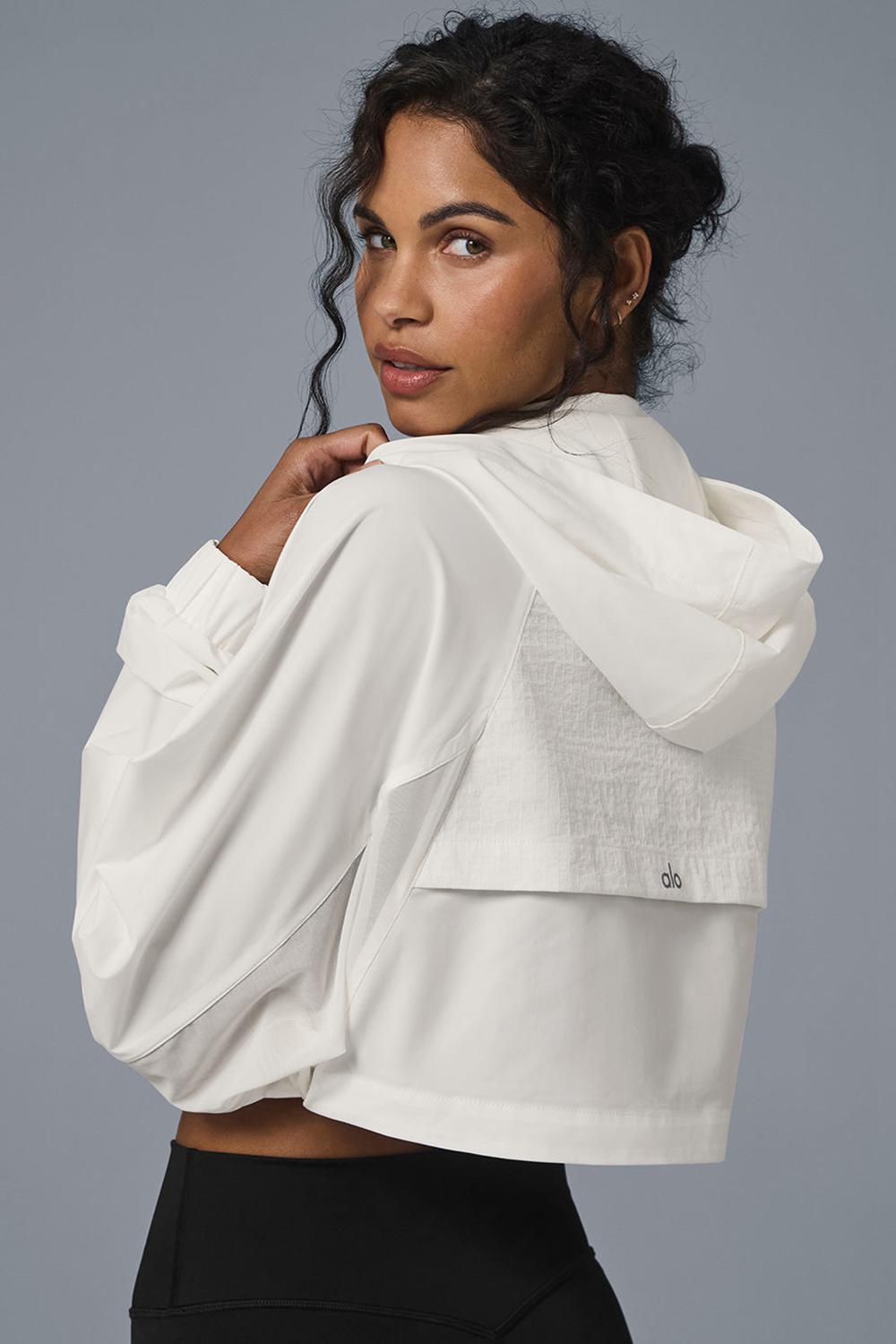 Μπουφαν γυναικεια Alo Yoga Cropped Playmaker Ivory | Greece  JDUSH-0425