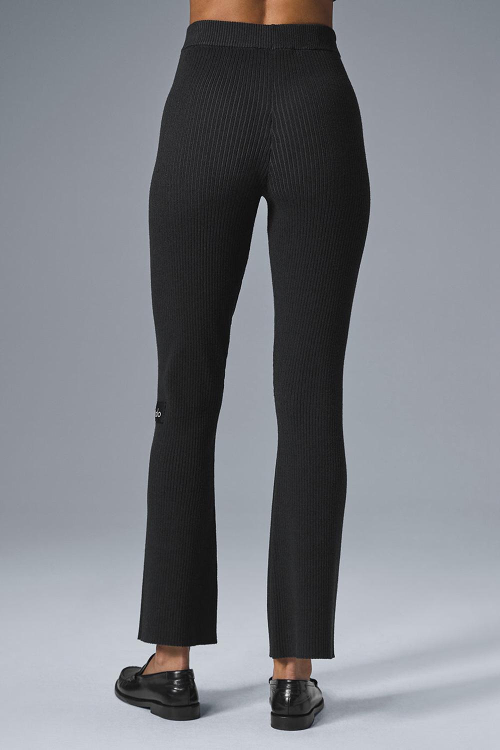 Παντελονι γυναικεια Alo Yoga Denim Knit High-Waist Flare μαυρα | Greece  FHYQC-7036