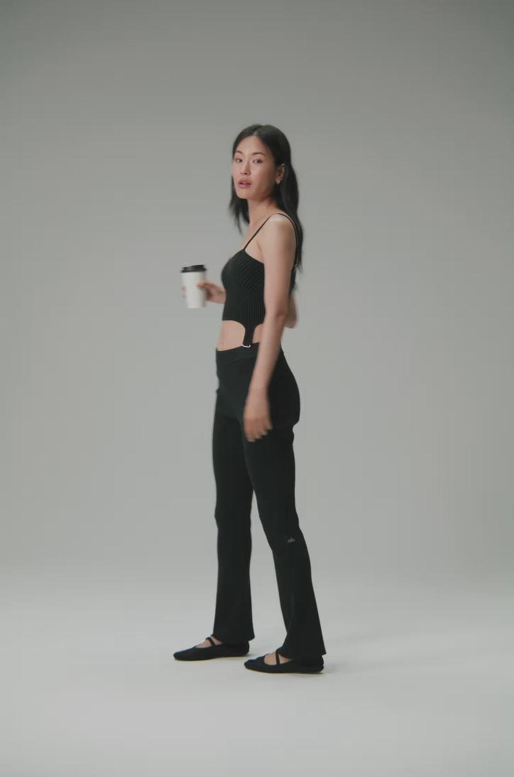 Παντελονι γυναικεια Alo Yoga Denim Knit High-Waist Flare μαυρα | Greece  FHYQC-7036