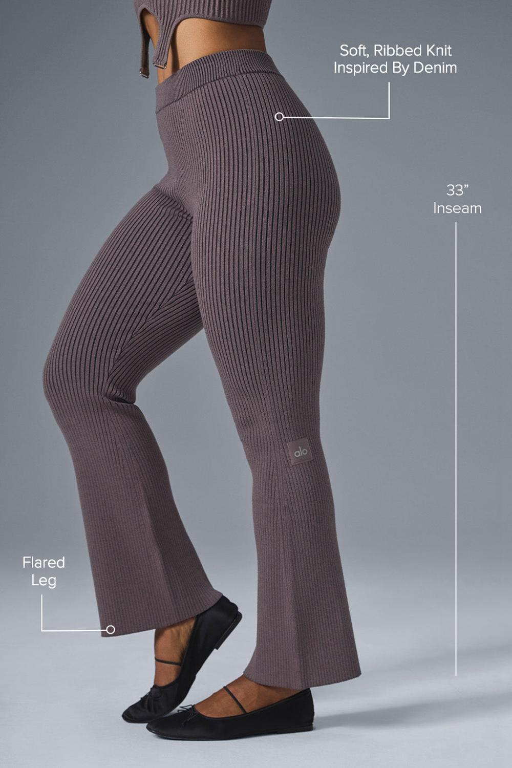 Παντελονι γυναικεια Alo Yoga Denim Knit High-Waist Flare μαυρα | Greece  ECZKY-2019