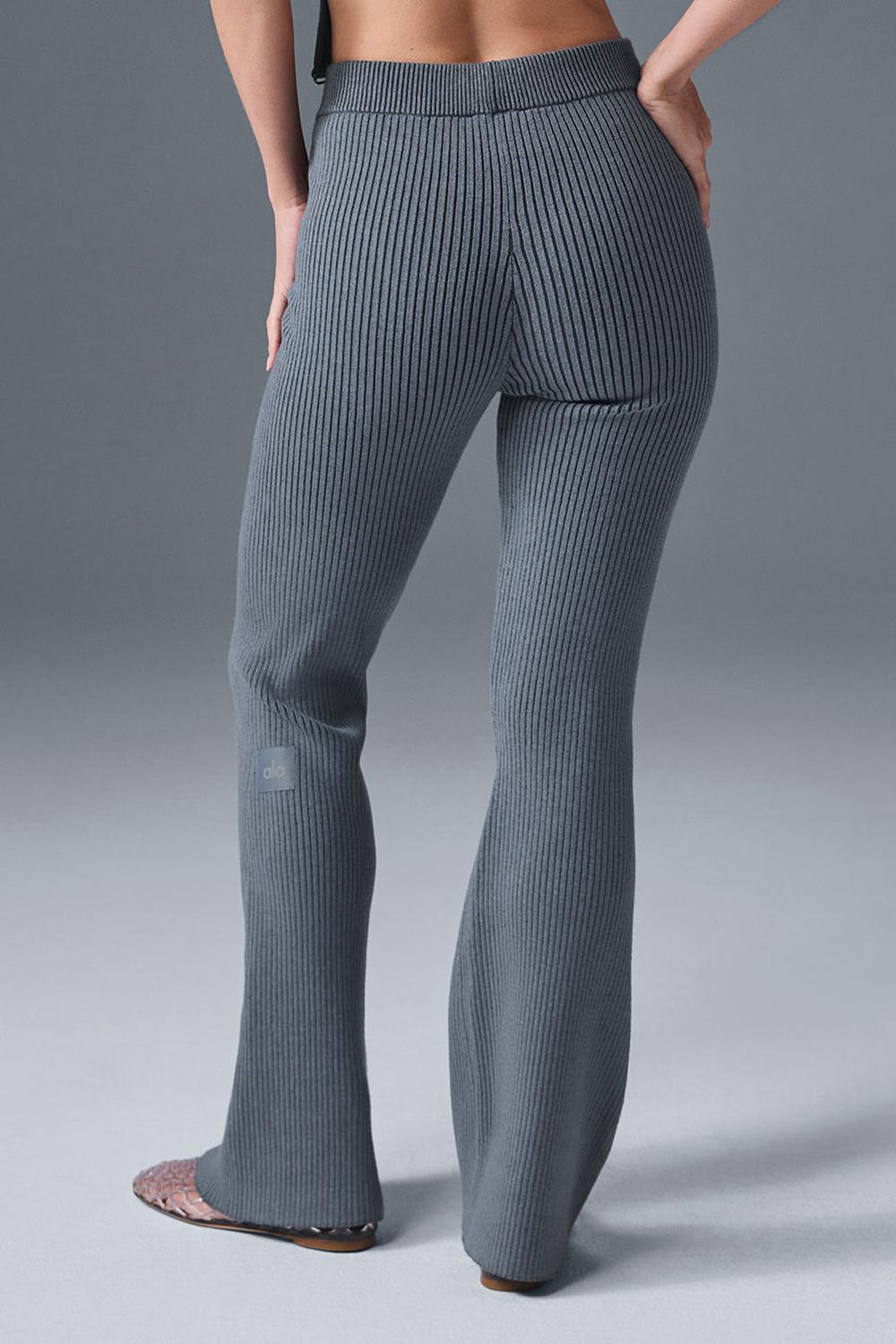 Παντελονι γυναικεια Alo Yoga Denim Knit High-Waist Flare γκρι | Greece  OUMRL-7814