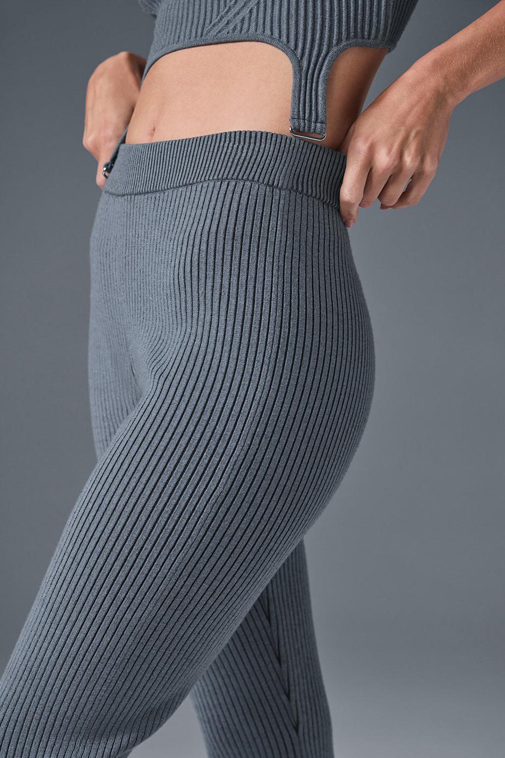 Παντελονι γυναικεια Alo Yoga Denim Knit High-Waist Flare γκρι | Greece  OUMRL-7814