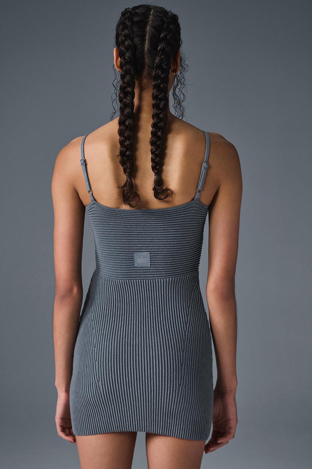 Φορεμα γυναικεια Alo Yoga Denim Knit Mini γκρι | Greece  DWMKC-7328