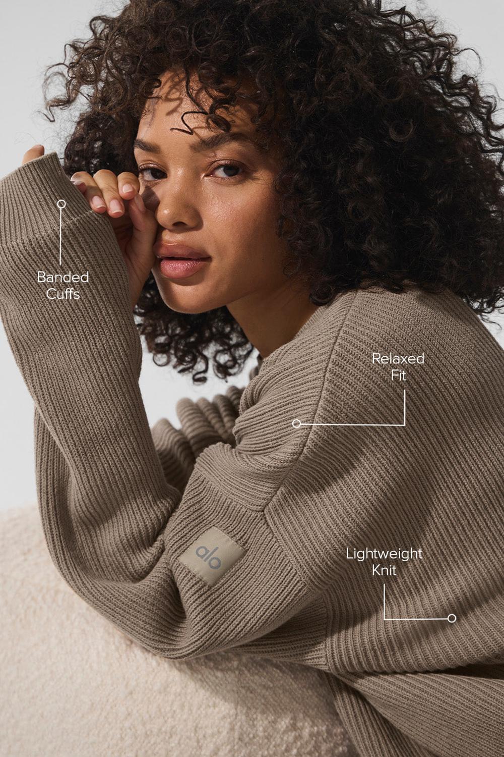 Πουλόβερ γυναικεια Alo Yoga Domain Rib Knit Crew Gravel | Greece  UPDXH-8619