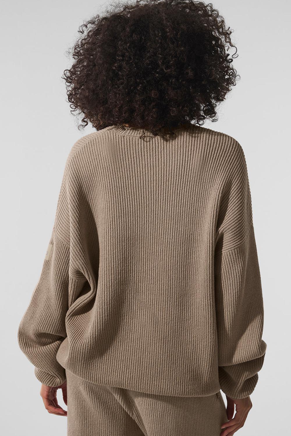 Πουλόβερ γυναικεια Alo Yoga Domain Rib Knit Crew Gravel | Greece  UPDXH-8619