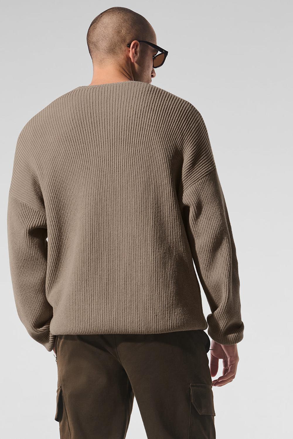 Πουλόβερ ανδρικα Alo Yoga Domain Rib Knit Crew Gravel | Greece  AXTNG-5208