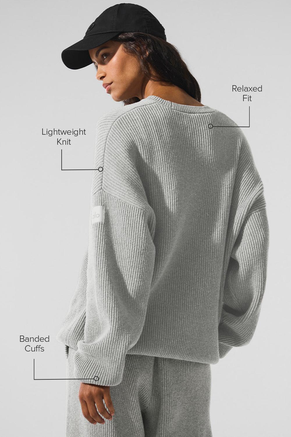 Πουλόβερ γυναικεια Alo Yoga Domain Rib Knit Crew γκρι | Greece  KVACY-6095