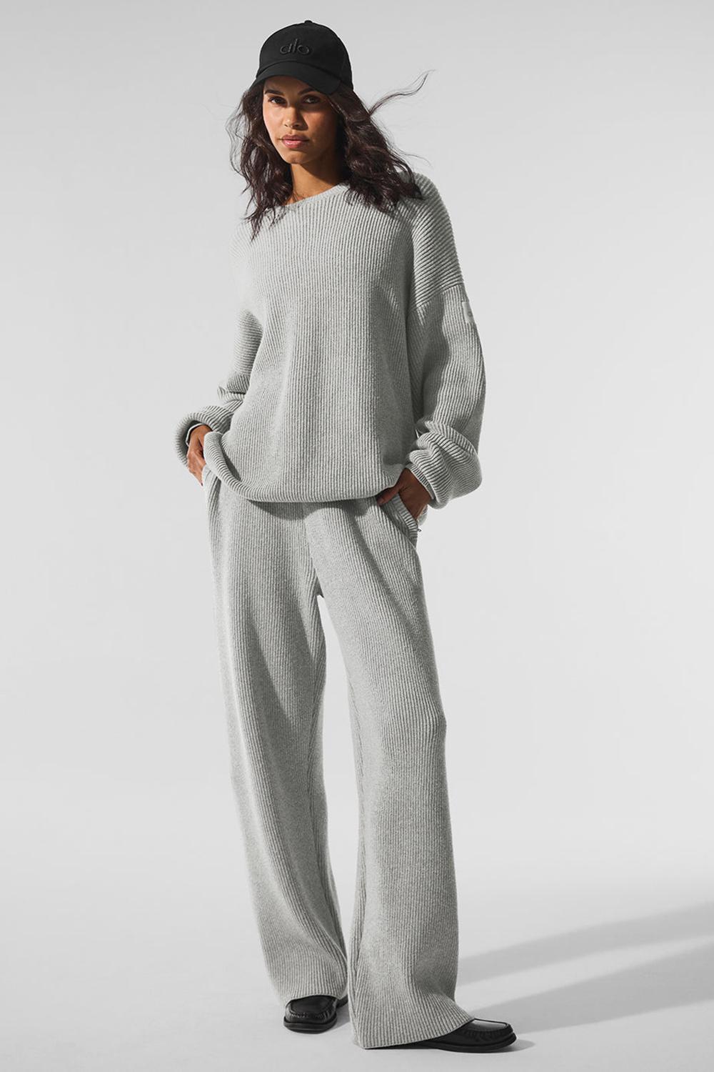 Πουλόβερ γυναικεια Alo Yoga Domain Rib Knit Crew γκρι | Greece  KVACY-6095
