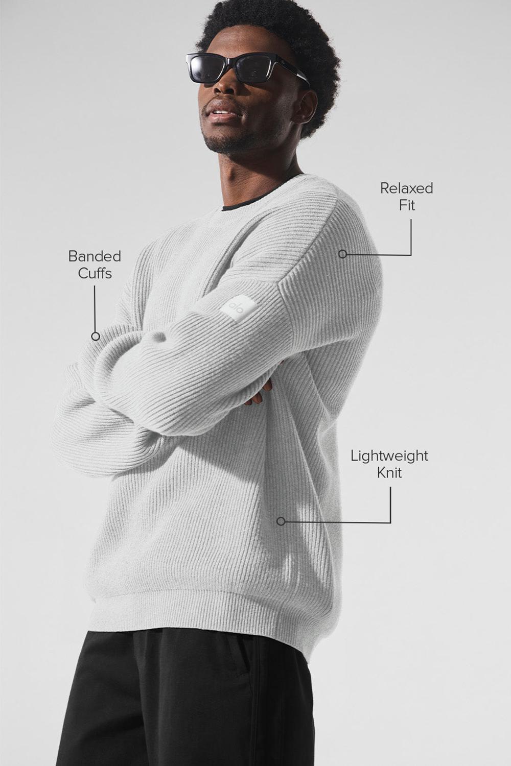 Πουλόβερ ανδρικα Alo Yoga Domain Rib Knit Crew γκρι | Greece  VCLGQ-7814