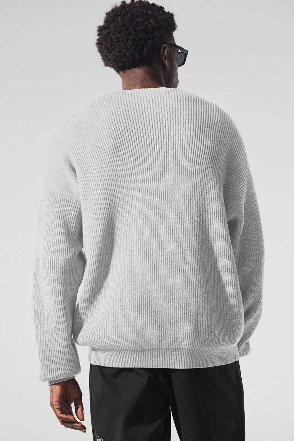 Πουλόβερ ανδρικα Alo Yoga Domain Rib Knit Crew γκρι | Greece  VCLGQ-7814