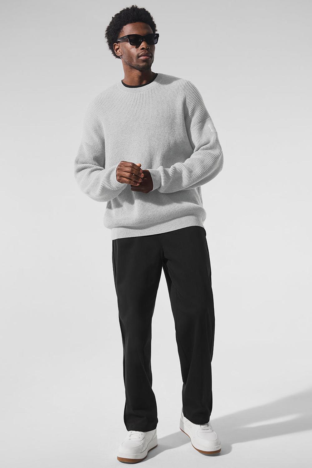 Πουλόβερ ανδρικα Alo Yoga Domain Rib Knit Crew γκρι | Greece  VCLGQ-7814