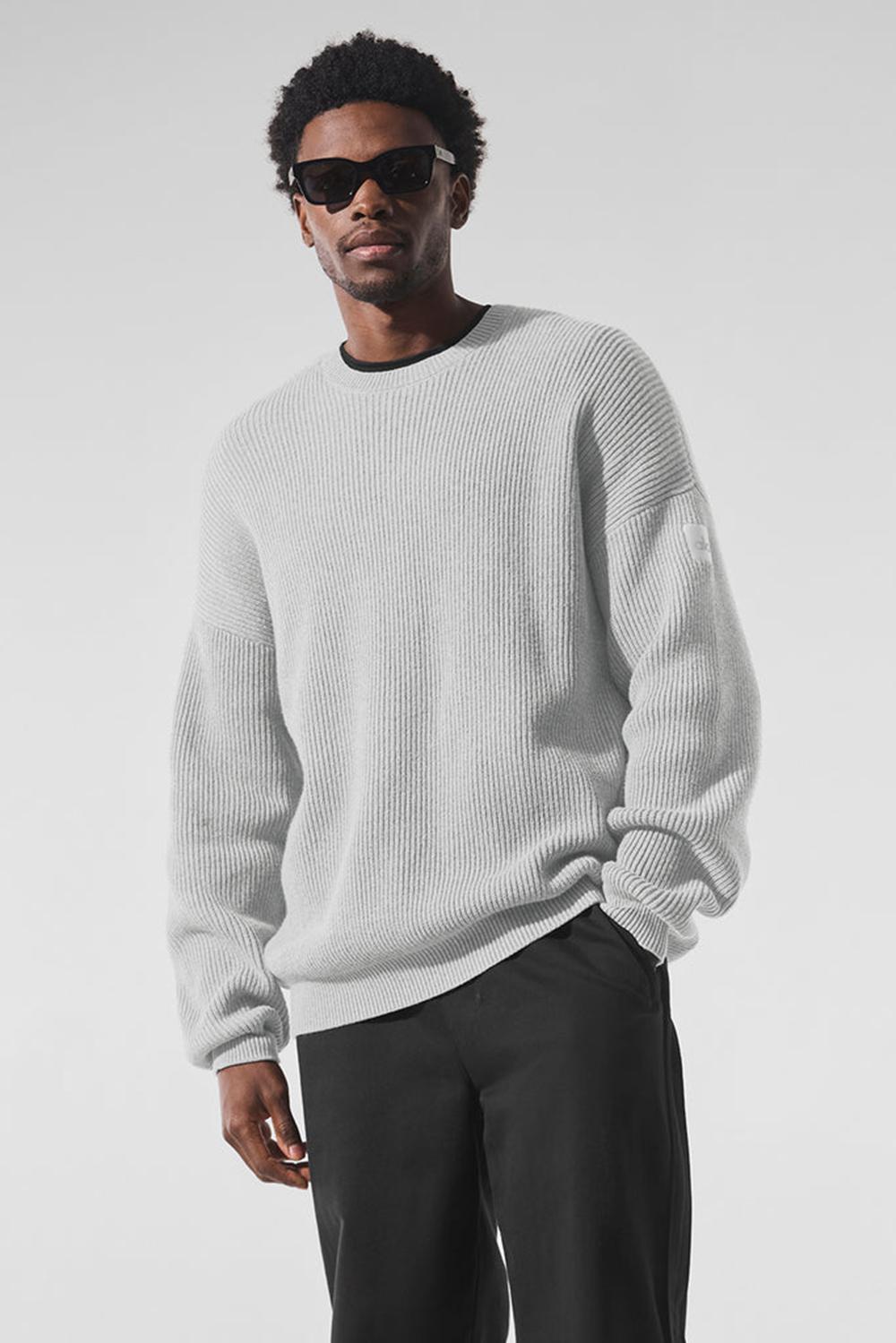 Πουλόβερ ανδρικα Alo Yoga Domain Rib Knit Crew γκρι | Greece  VCLGQ-7814