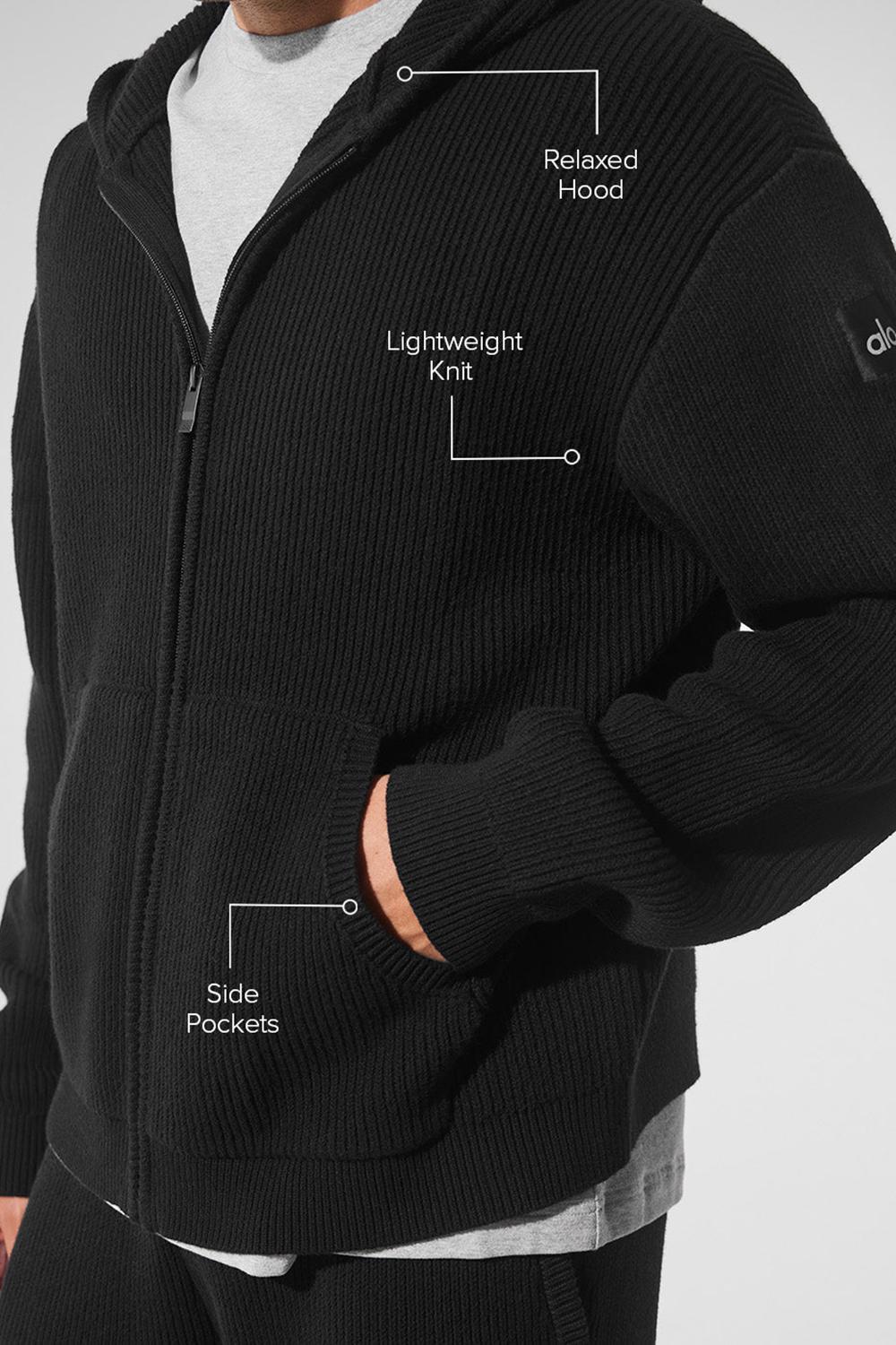 Πουλόβερ ανδρικα Alo Yoga Domain Rib Knit Full Zip μαυρα | Greece  NLVAP-5964