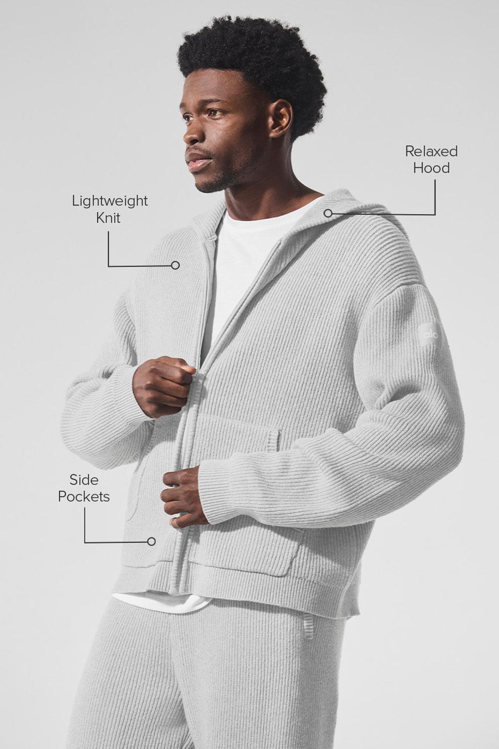 Πουλόβερ ανδρικα Alo Yoga Domain Rib Knit Full Zip γκρι | Greece  URTJB-4215
