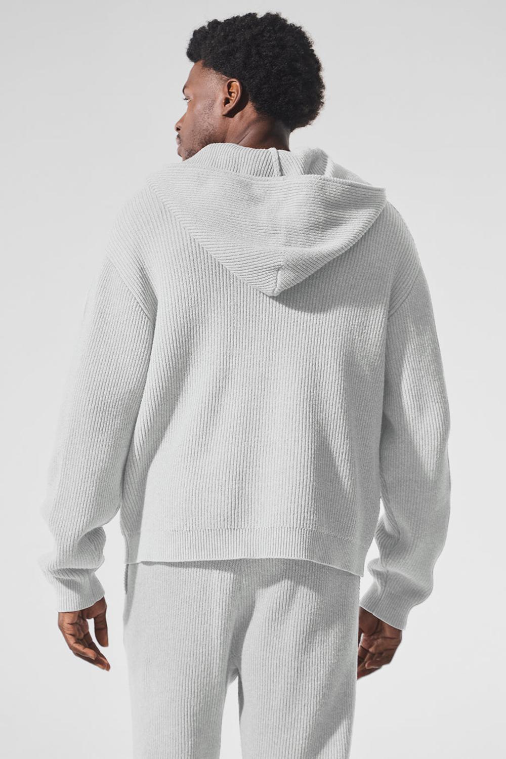 Πουλόβερ ανδρικα Alo Yoga Domain Rib Knit Full Zip γκρι | Greece  URTJB-4215