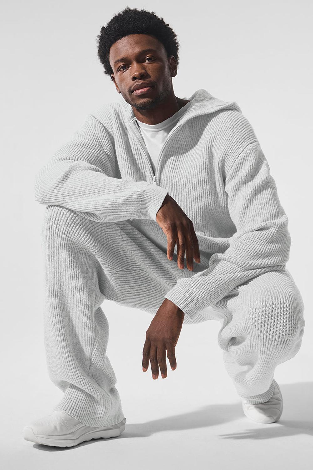 Πουλόβερ ανδρικα Alo Yoga Domain Rib Knit Full Zip γκρι | Greece  URTJB-4215