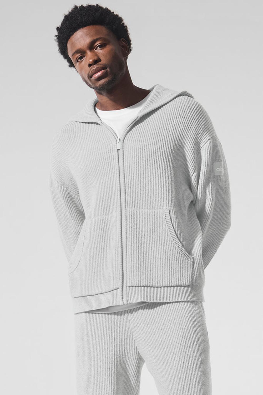 Πουλόβερ ανδρικα Alo Yoga Domain Rib Knit Full Zip γκρι | Greece  URTJB-4215