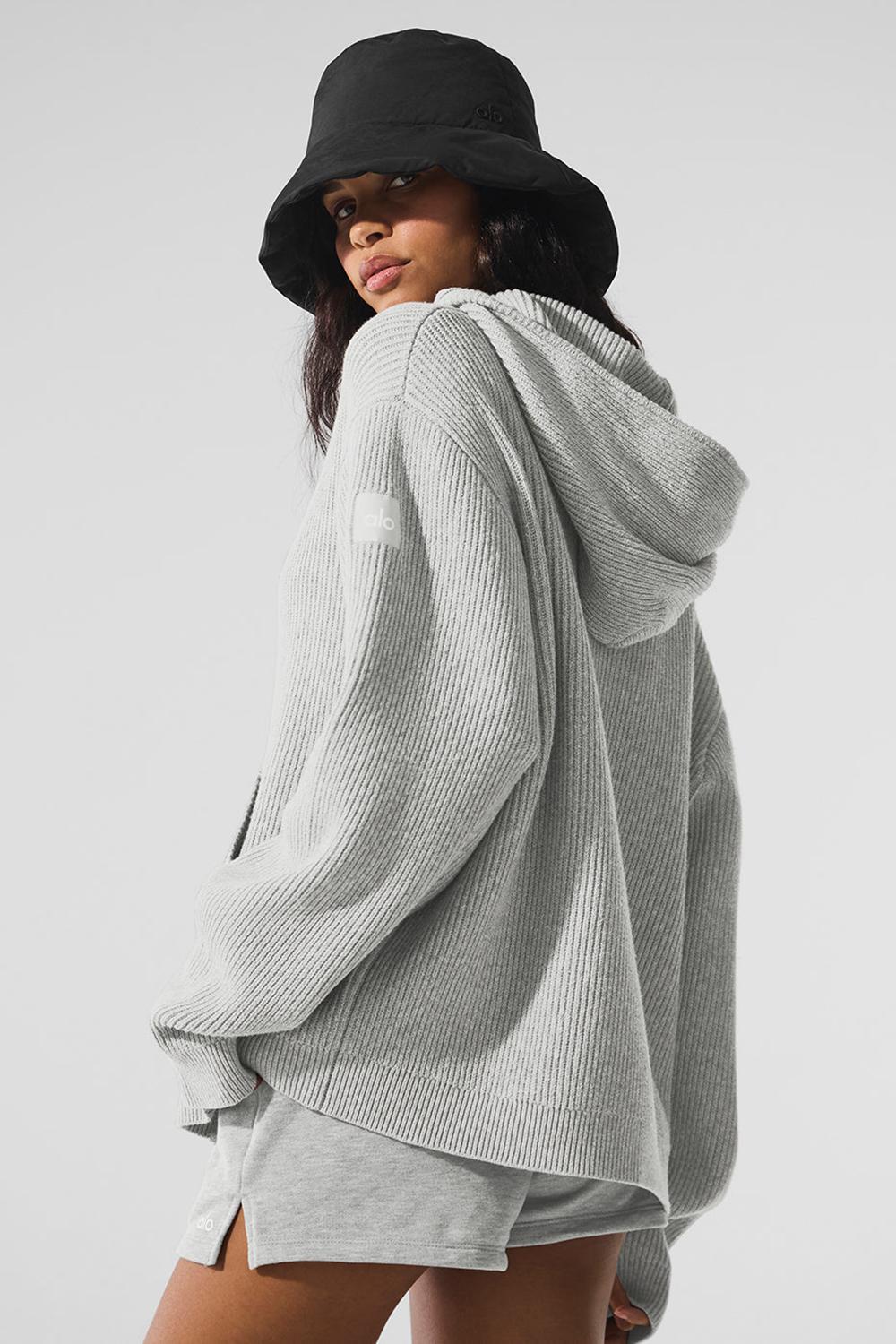 Πουλόβερ γυναικεια Alo Yoga Domain Rib Knit Full Zip γκρι | Greece  YUZKV-2076