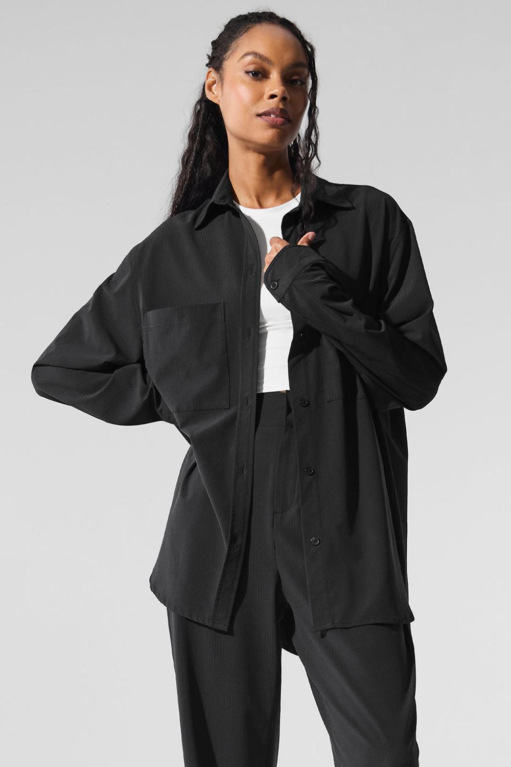 Μακρυμανικο γυναικεια Alo Yoga Dreamscape Button Down μαυρα | Greece  DHCGP-5603