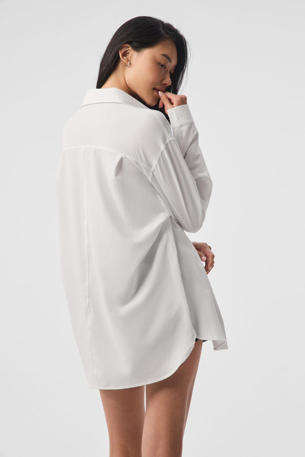 Μακρυμανικο γυναικεια Alo Yoga Dreamscape Button Down ασπρα | Greece  VDMAS-4659