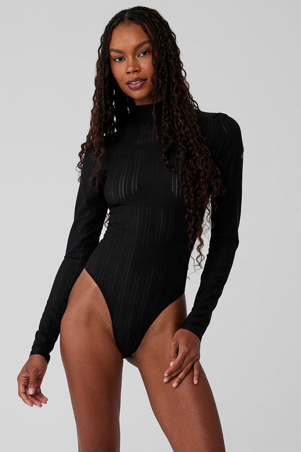 Κορμακια γυναικεια Alo Yoga Euphoria Long Sleeve μαυρα | Greece  DUVKQ-2753