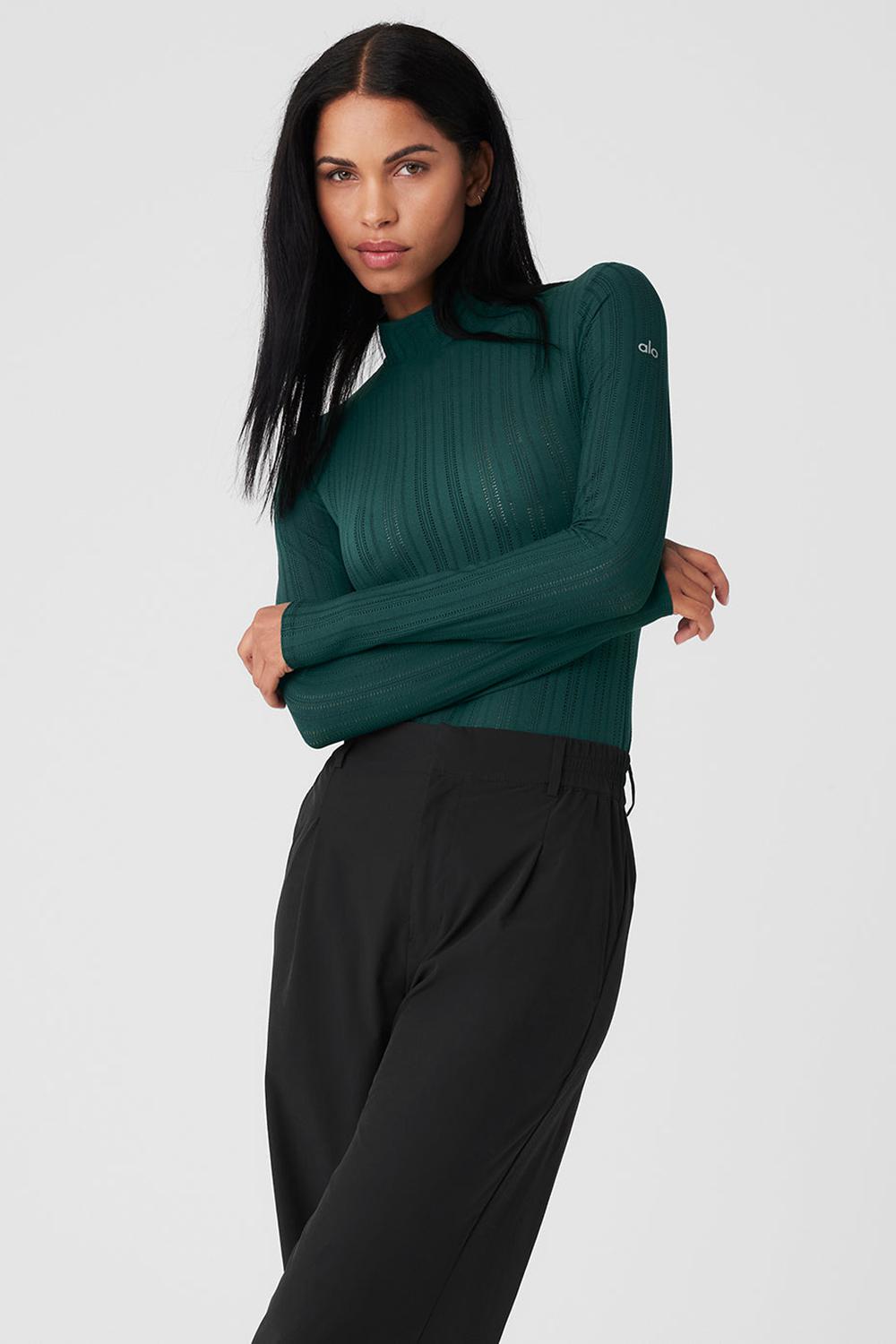 Κορμακια γυναικεια Alo Yoga Euphoria Long Sleeve πρασινο | Greece  GTABE-8137
