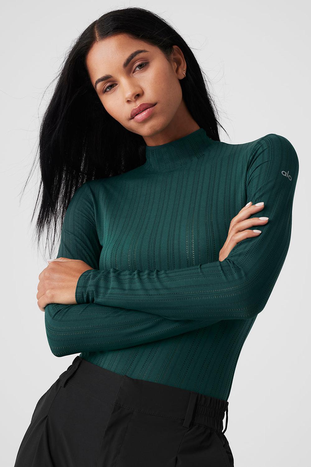 Κορμακια γυναικεια Alo Yoga Euphoria Long Sleeve πρασινο | Greece  GTABE-8137