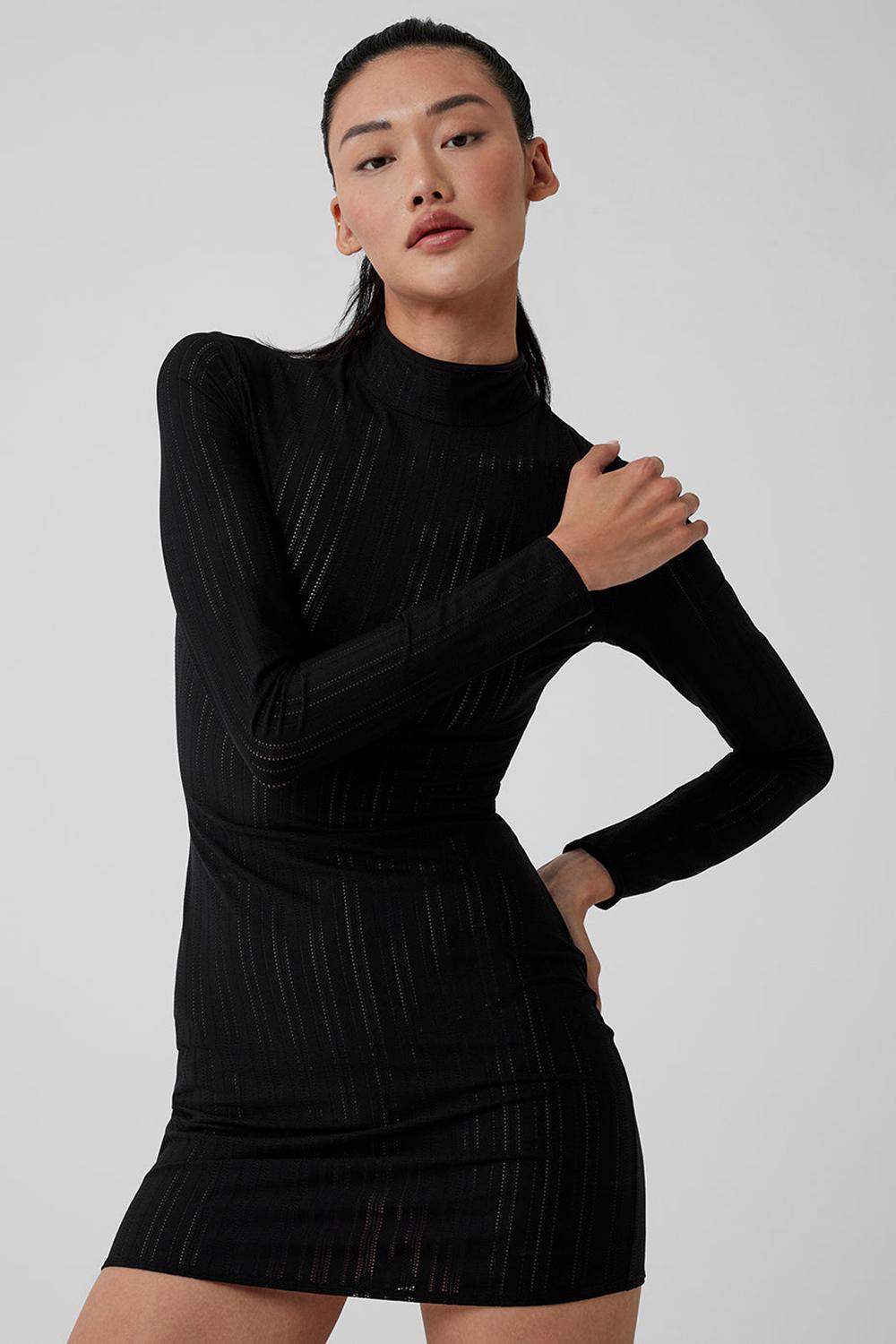 Φορεμα γυναικεια Alo Yoga Euphoria Long Sleeve μαυρα | Greece  RDYTW-8047