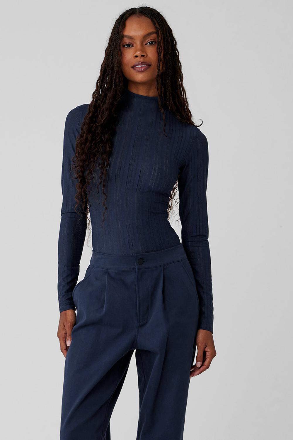 Κορμακια γυναικεια Alo Yoga Euphoria Long Sleeve σκουρο μπλε | Greece  TNHAB-8635